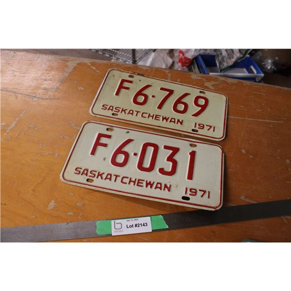 1971 Sask Farm Licence Plates