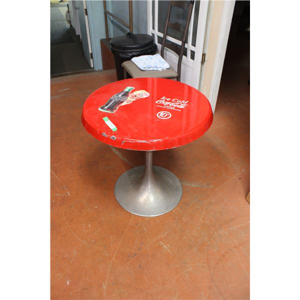 Coca Cola Ice Cream Parlour Table On Metal Stand 26.5" Diameter 27" High