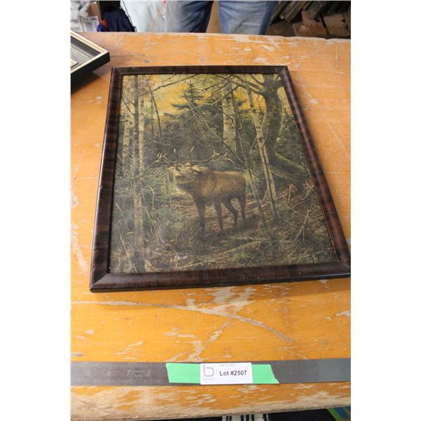 Stag Print Picture in Frame 15" x 19"