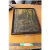Image 1 : Stag Print Picture in Frame 15" x 19"