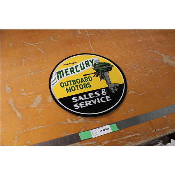 Mercury Outboard Motor Tin Sign 12" Diameter