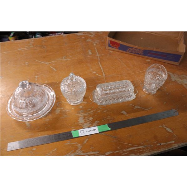 Clear Glassware Butter Dish Cream Sugar