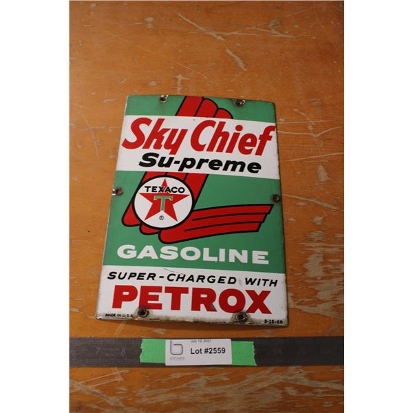 Sky Chief Petrox 1960's Enamel Sign