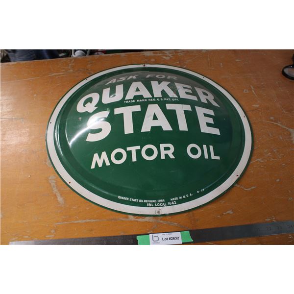 Quaker State Motor Oil Sign Dome 24" Diameter