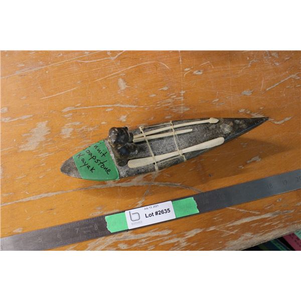 Inuit Soapstone Kayak Carving