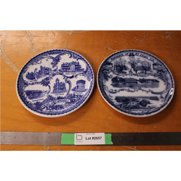 (2X THE MONEY) St John's New Brunswick and Cornwall Advertising Glass Plates