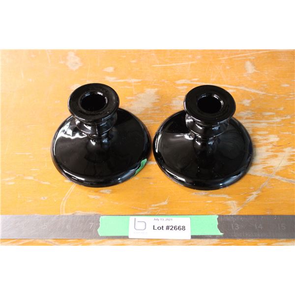 Blue Glass Candle Sticks