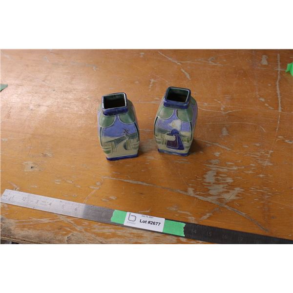 Pair Royal Doulton Lambeth Arts and Craft Vases (Undamaged)