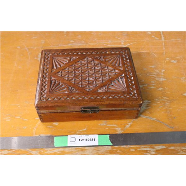 Hand Carved Tramp Art Cigar Box