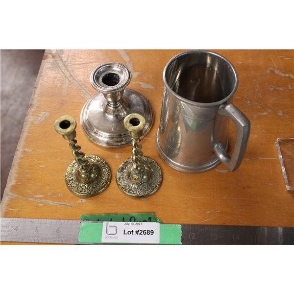 The Last Drop Pewter Mug and Candle Holders