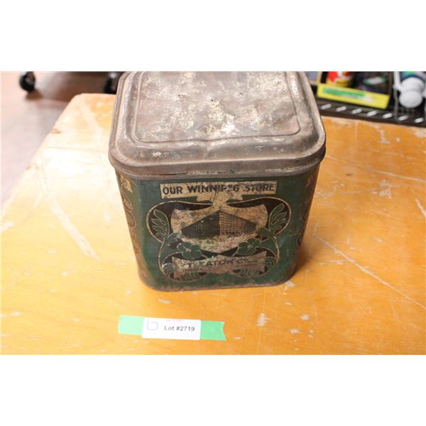 T. Eatons Tin (Winnipeg Store) Holes in Lid
