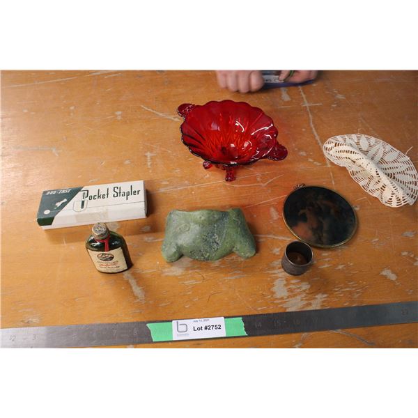 Napkin Ring Pocket Stapler Ruby Red Glass Footed Dish Misc