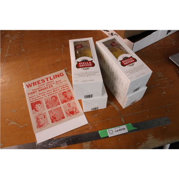 4 Stella Artois Cups and Wrestling Program