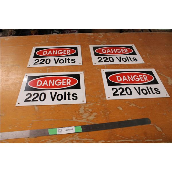 (2X THE MONEY) Danger 220 Volts Signs 12" x 8"