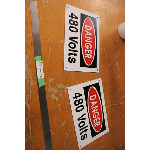 (2X THE MONEY) Danger 480 Volts Signs 12" x 8"