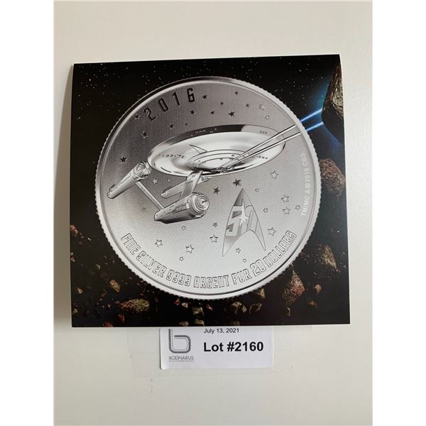 $20 Pure Silver Star Trek Enterprise 2016 Coin