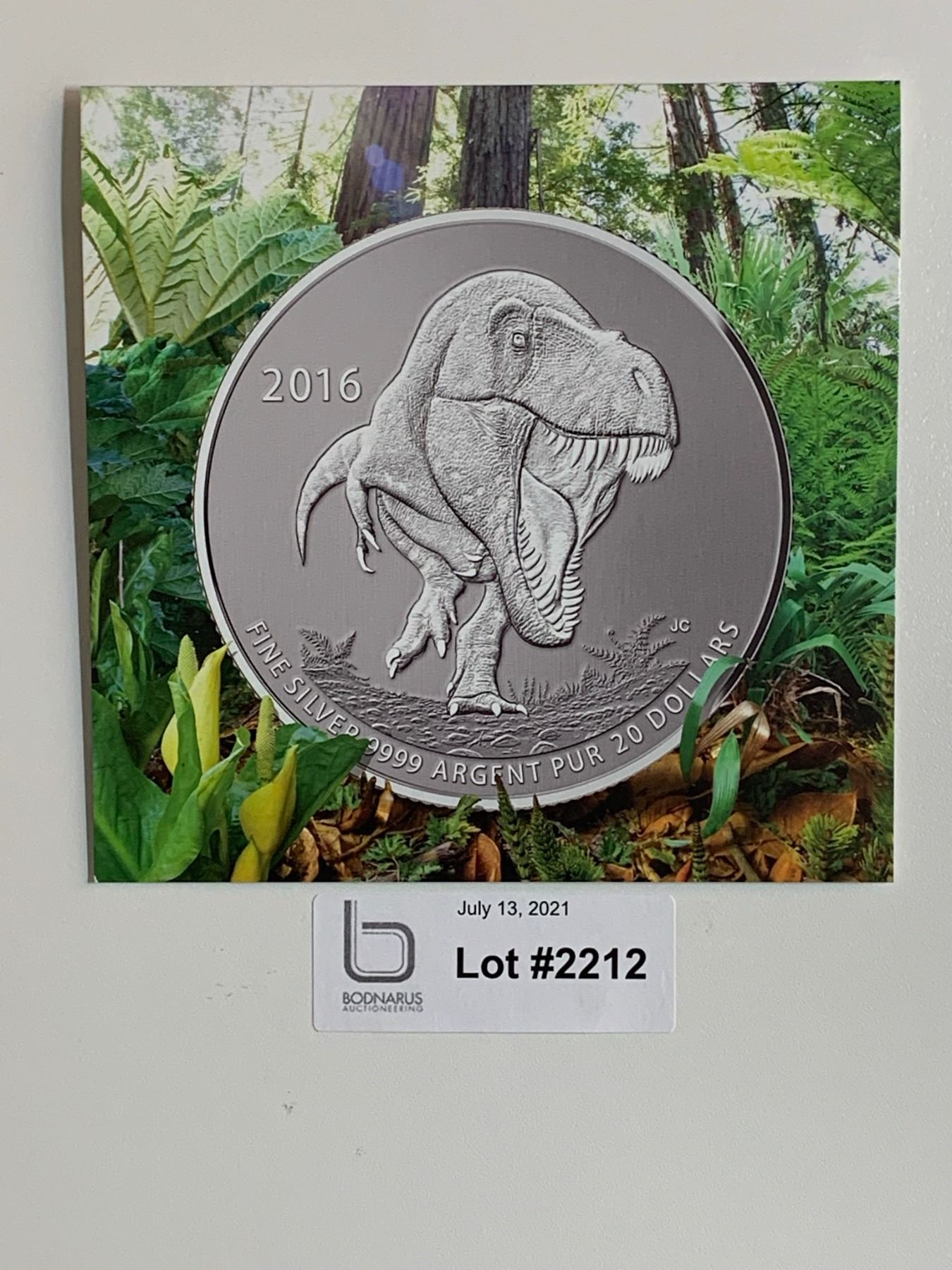 $20 Pure Silver Tyrannosaurus Rex 2016 Coin - Bodnarus Auctioneering