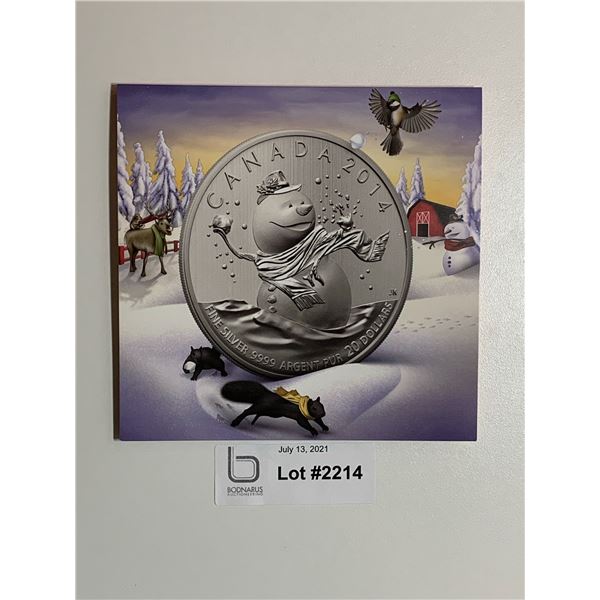 $20 Pure Silver Snowman 2014 Coin