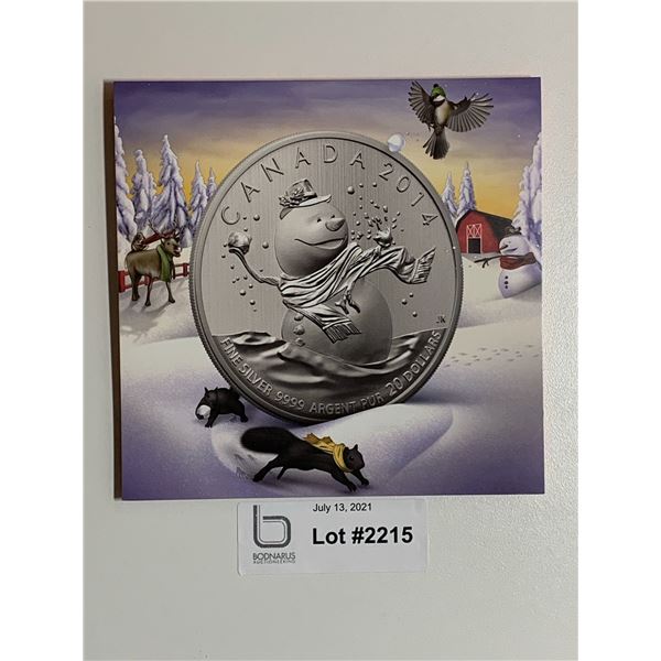$20 Pure Silver Snowman 2014 Coin