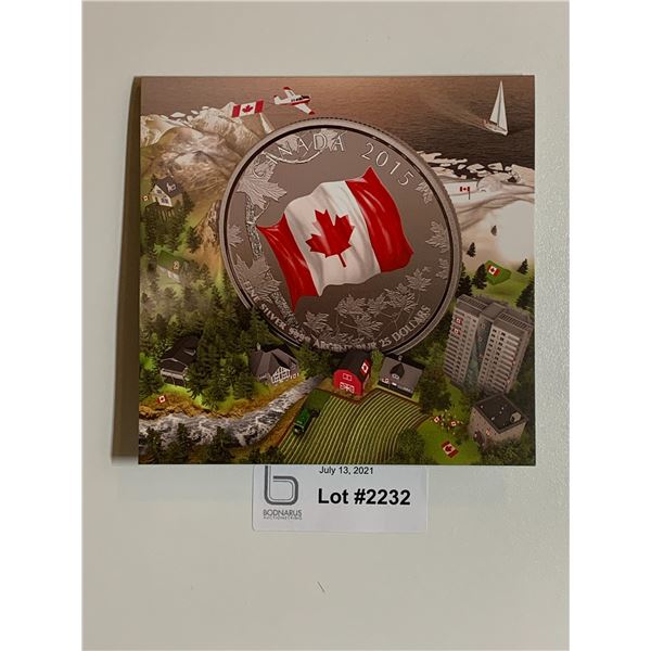 $25 Pure Silver Canadian Flag 2015 Coin