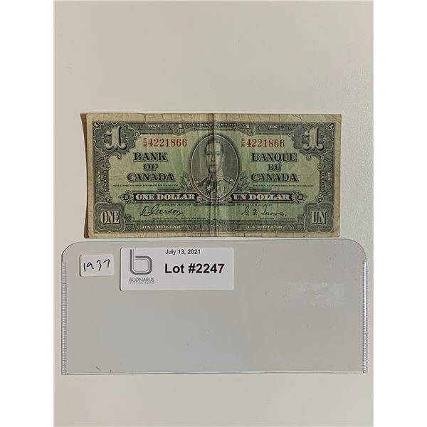 1937 One dollar note