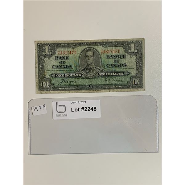 1937 One dollar note