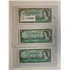 Image 1 : 1954 $1 Uncirculated 3 Consecutive notes