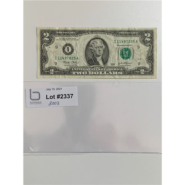 2003 $2 USA note