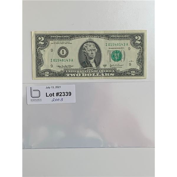 2003 $2 USA note