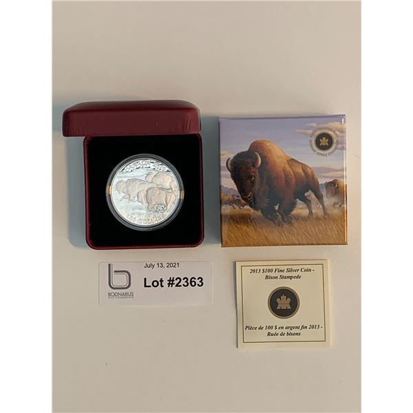 2013 $100 Pure Silver Buffalo coin