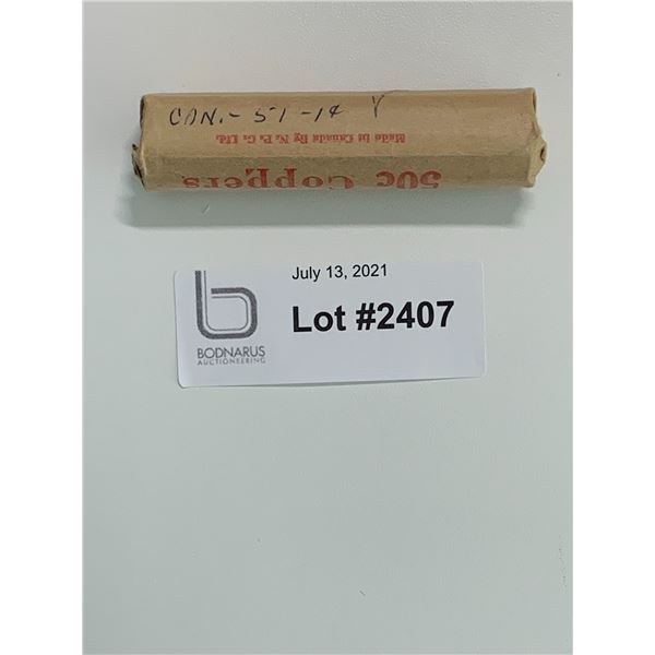 1951 full roll on Canadian Pennies one cent