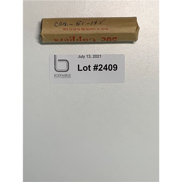1951 full roll on Canadian Pennies one cent