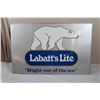 Image 1 : Labbatt's Lite "Right out of the Ice" Beer Sign -  35x23" Tin Sign