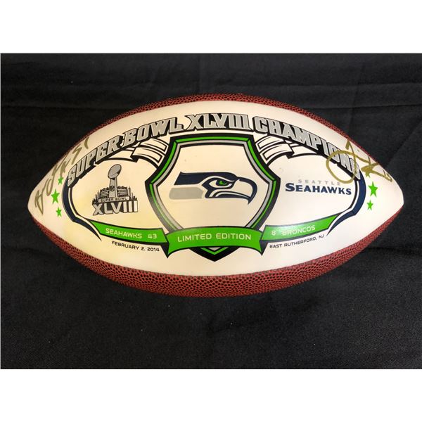 BRUCE IRVIN/JERMAINE KEARSE SIGNED COMMEMORATIVE SUPER BOWLXLVIII CHAMPIONSHIP FOOTBALL