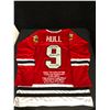 Image 1 : BOBBY HULL SIGNED CHICAGO BLACKHAWKS CAREER STAT JERSEY W/GOLDEN JET & HOF 1983 (JSA COA)