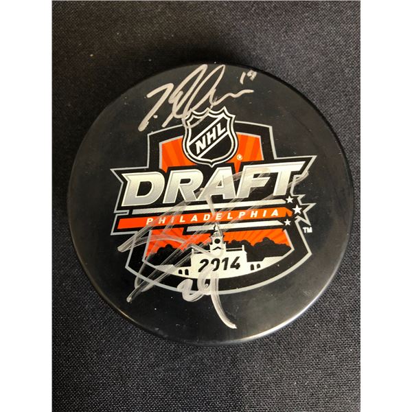 SAM REINHART, LEON DRAISAITL & SAM BENNET SIGNED 2014 NHL DRAFT PUCK