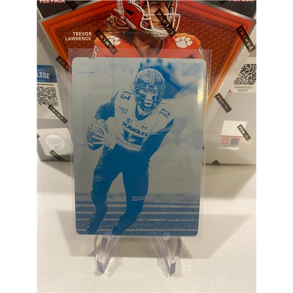 2020 PANINI PLATES & PATCHES #139 COLE MCDONALD PRINTING PLATE 1/1 (CYAN PLATE)