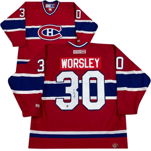 Gump Worsley Autographed Montreal Canadiens Vintage CCM Jersey (Frozen Pond COA)