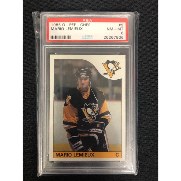 1985-86 O-PEE-CHEE #9 MARIO LEMIEUX RC (8 NMM+)