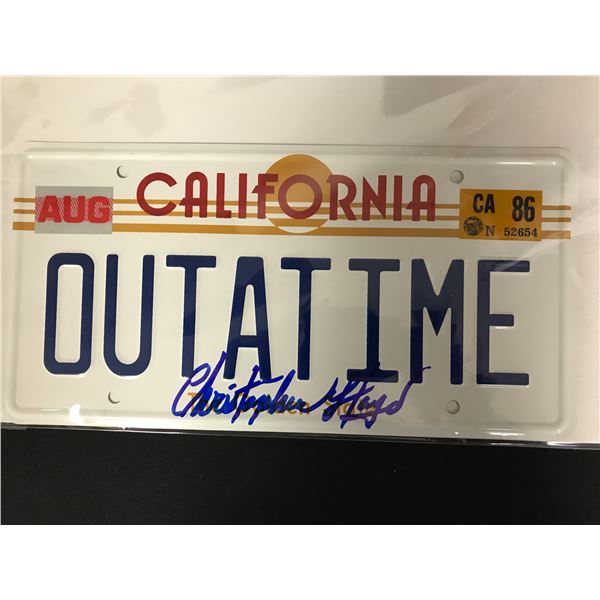 CHRISTOPHER LLOYD SIGNED "BACK TO THE FUTURE" CALIFORNIA LICENSE PLATE W/COA