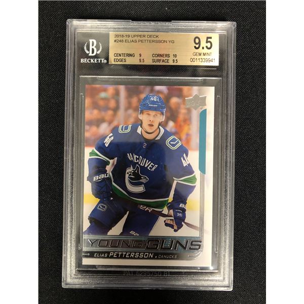 2018-19 UPPER DECK SERIES 1 #248 ELIAS PETTERSSON YOUNG GUNS (BGS 9.5)