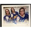 Image 1 : THE HANSON BROTHERS TRIPLE SIGNED 8 X 10 "SLAP SHOT" PHOTO (JSA COA)