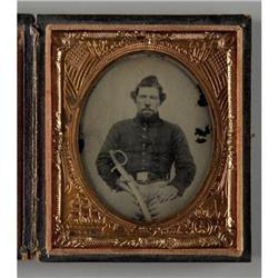 SIXTH PLATE AMBROTYPE ARMED CIVIL WAR SOLDIER