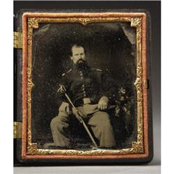 QUARTER PLATE RUBY AMBROTYPE OF FEDERAL OFFICER
