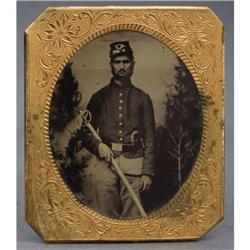 SIXTH PLATE TINTYPE UNION SOLIDER WITH SWORD