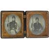 Image 1 : PAIR SIXTH PLATE TINTYPES ARMED FATHER & SON