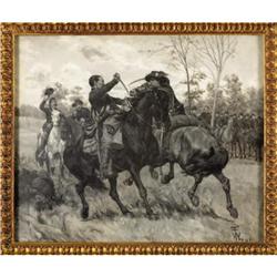 WM. B. T. TREGO PAINTING - CW CAVALRY SABER DUEL