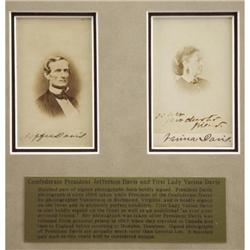 AUTOGRAPHED CDVS OF JEFFERSON DAVIS AND WIFE