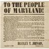 Image 1 : RARE MD. CONFEDERATE BROADSIDE GEN. JOHNSON