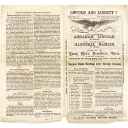 LINCOLN & HAMLIN FOUR PAGE FACT SHEET 1860.